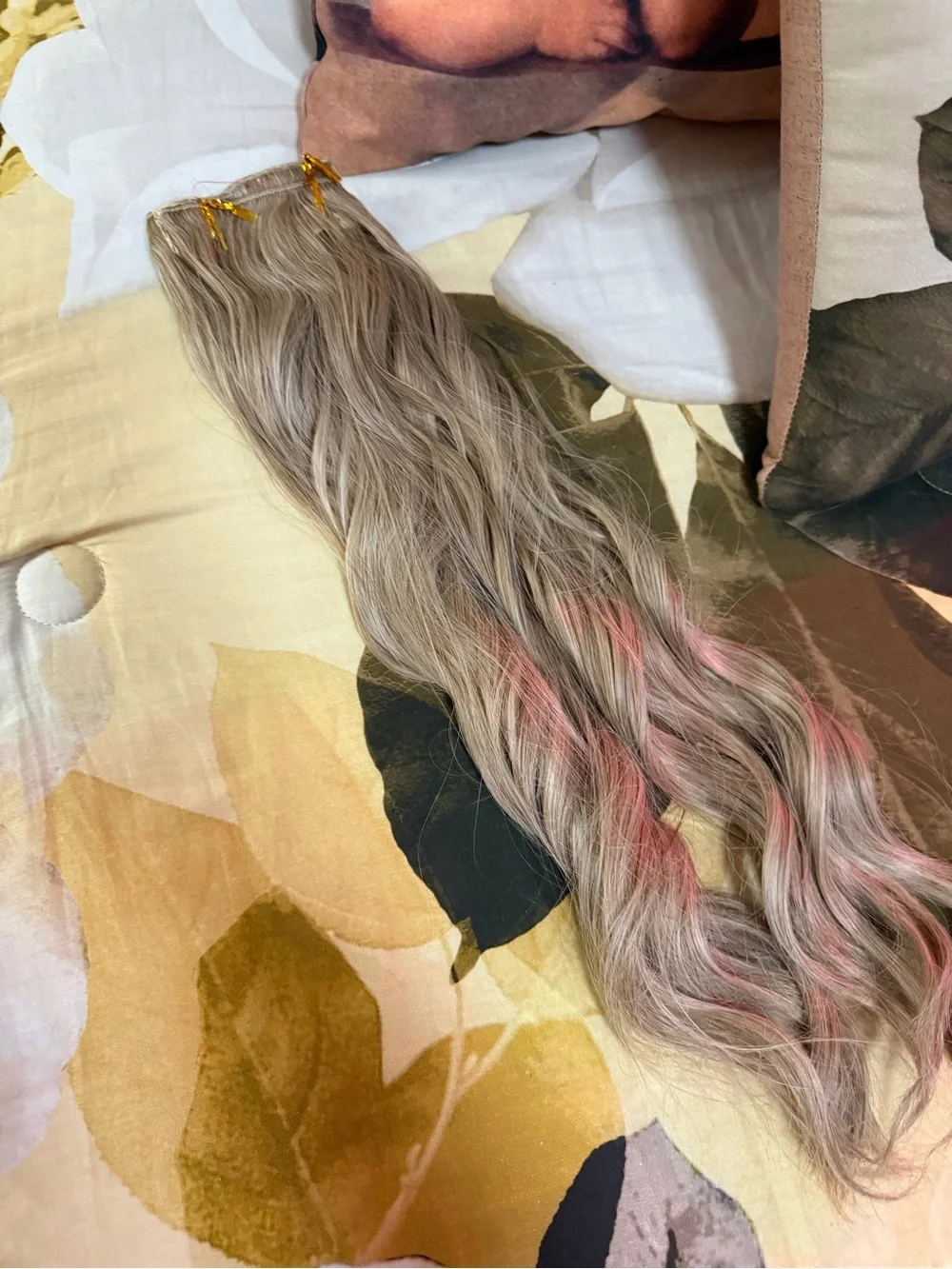 Blonde gray wavy hair extensions